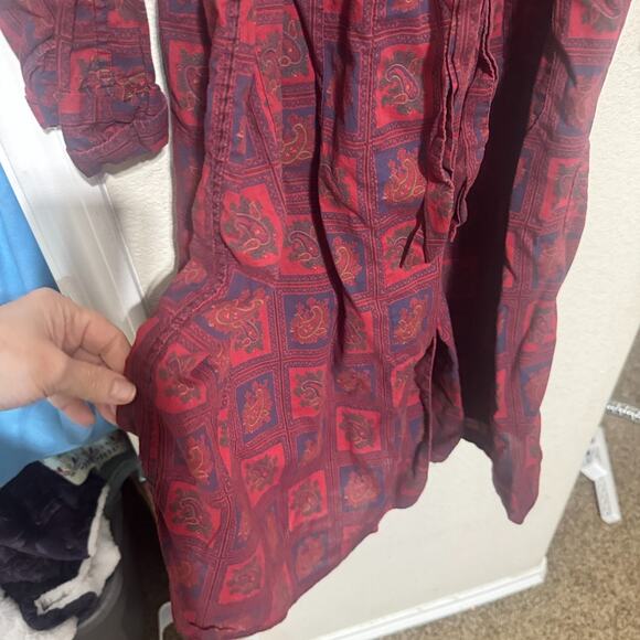 State O Maine Robe Mens S/M burgundy red paisley belted lightweight VTG 1950s - Picture 6 of 8